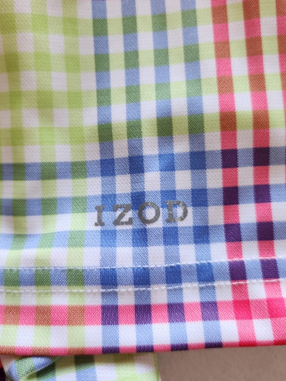 Izod Multicolor Plaid Golf Polo with Light Blue Collar Size Xlarge - Picture 4 of 12